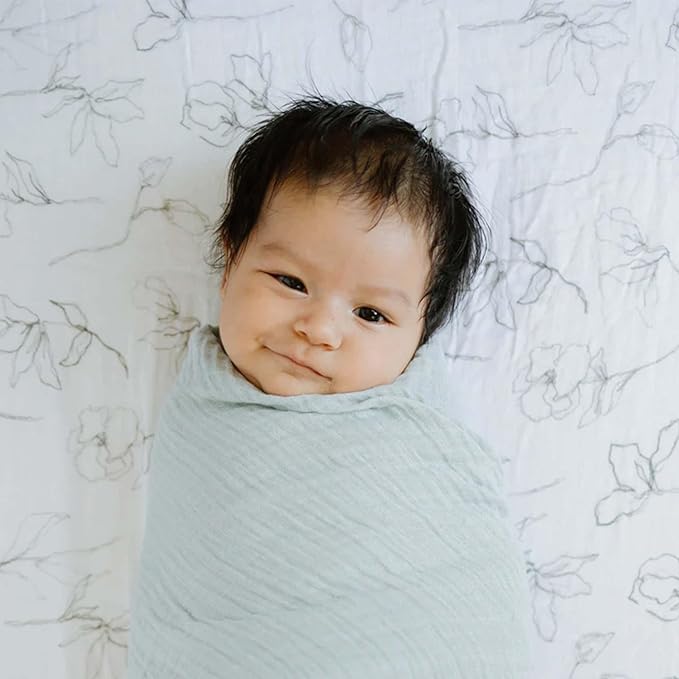 Little Unicorn 100% Natural Organic Cotton Muslin Crib Sheets | Breathable, Naturally Soft Fabric (Pencil Floral)
