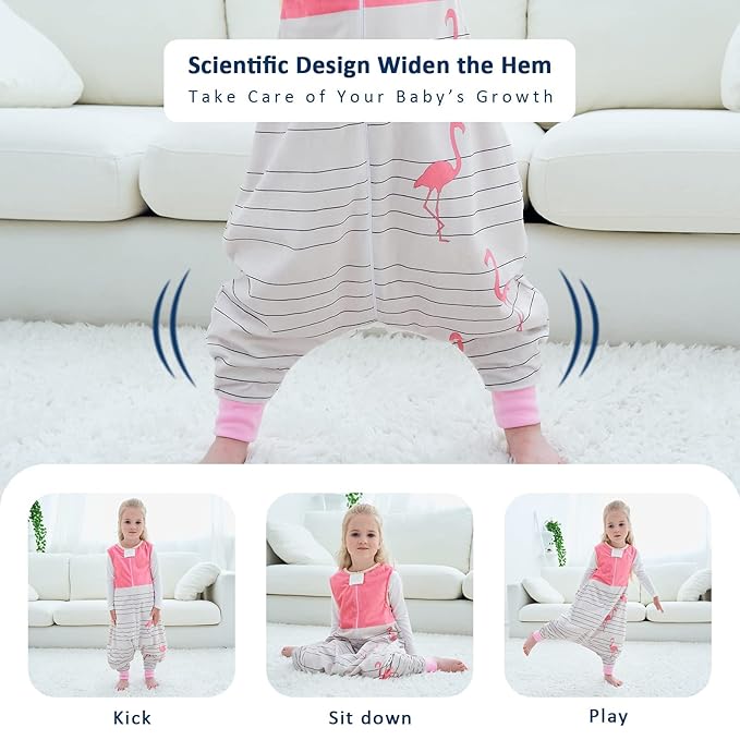 MICHLEY Toddler Sleeping Sack with Feet Newborn Infant Sleeveless Sleeping Bag 2-way Zipper Baby Wearable Blanket for Walkers,Pink Bird,1-3T