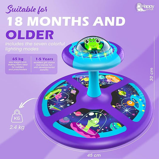 Sit and Spin Toy for Toddlers, Interactive 360° Sit N Spin with Colorful LED Lights and Music, Fun Sensory Play for Girls and Boys