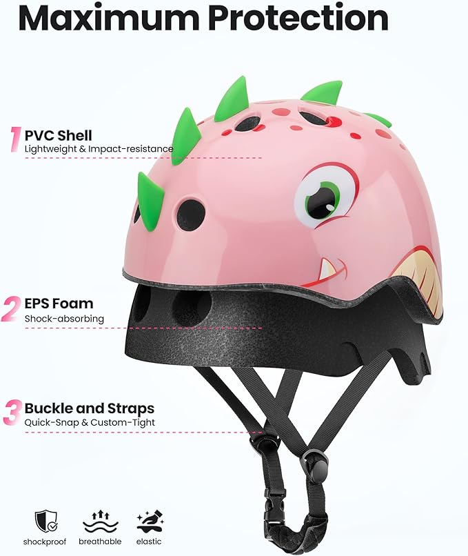 OutdoorMaster Kids Bike Helmet - Protective, Adjustable, Lightweight, Comfortable - Multi-Sport for Boys and Girls, 2 Sizes