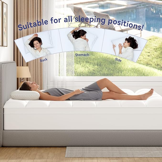 ELEMUSE Full Mattress Topper for Back Pain, Extra Thick Mattress Pad Cover, Plush Soft Pillowtop with Elastic Deep Pocket, Overfilled Down Alternative Filling