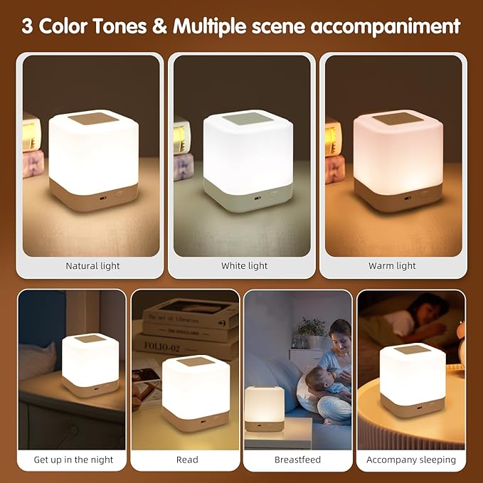 LIPKAHH Touch Lamp for Nightstand,Speech Control Bedside Lamp Touch Control for Bedrooms,Smart Rechargeable Night Light,Eye Caring Battery Dimmable Night Lamp for Nursery Kids & Adult