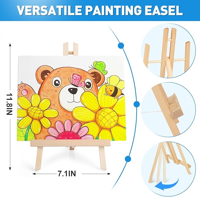 ESRICH 78Pack Acrylic Paint Set, Painting Kits for Adults, Paints Kit With3 Pack of 12 Colors Paint 3 Sets of Wooden Easels, Canvas, Brushes, Palette, Art Paint Supplies Kit for Adults Beginner