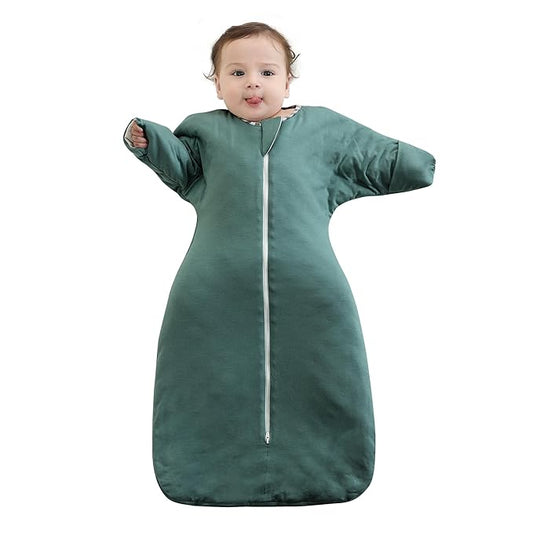 PuppyPaws Baby Sleep Sack 2.5 TOG, Transitional Swaddle with Arms Up Length Sleeves and Mitten Cuffs, Sleep Sack 3-6 Months, Wearable Blanket Baby, 95% Rayon derived from Bamboo, 5% Spandex