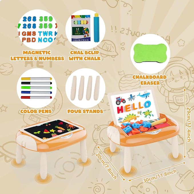 Toys for 1-2 Year Old, Toddler Toy with Magnetic Letters and Numbers, Learning and Educational Toys for 1 2 Year Old, Birthday (Creamy Orange)
