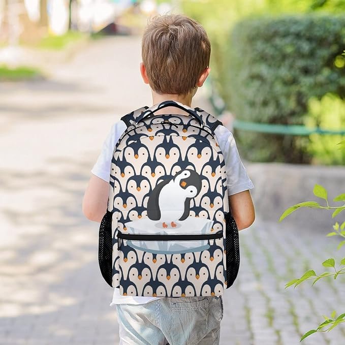 COOPASIA Cute Penguin Backpack, 16 Inch Animal Theme Bookbag with Adjustable Straps, Durable, Lightweight, Large Capacity, School Backpack for Kids Girls Boys