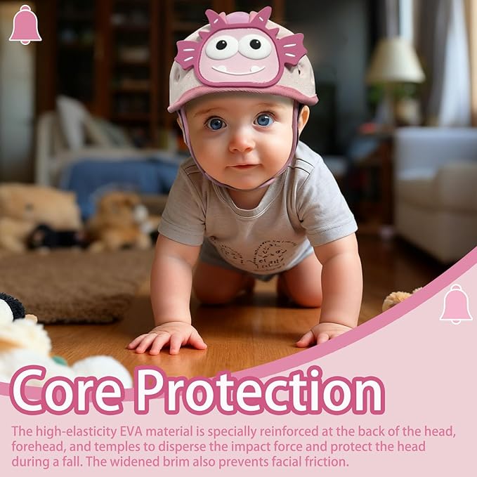 Baby Helmet for Crawing Walking,Soft Infant Safety Helmet,Baby Helmet 1-2 Years for Anti-Fall Head Protector,Adjustable, Breathable
