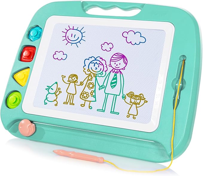 SGILE Large Magnetic Drawing Board for Kids, Toddlers Toys for 1 2 3 4 Year Old, Etch & Sketch Pad with 4 Stamps, Learning and Educational Toys for Boys Girls Gift, 16 ×13 in (42 x 32 CM), Green