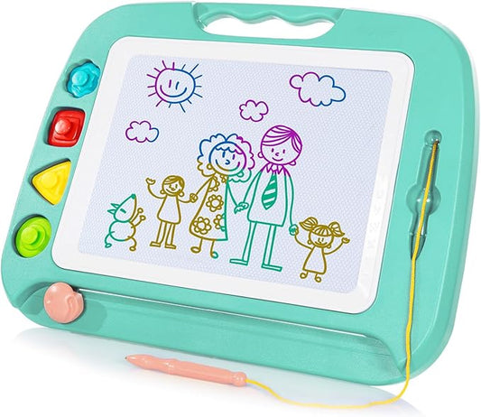 SGILE Large Magnetic Drawing Board for Kids, Toddlers Toys for 1 2 3 4 Year Old, Etch & Sketch Pad with 4 Stamps, Learning and Educational Toys for Boys Girls Gift, 16 ×13 in (42 x 32 CM), Green