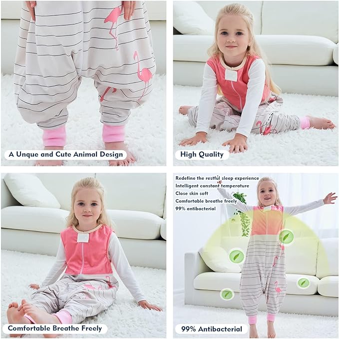 MICHLEY Toddler Sleeping Sack with Feet Newborn Infant Sleeveless Sleeping Bag 2-way Zipper Baby Wearable Blanket for Walkers,Pink Bird,3-5T