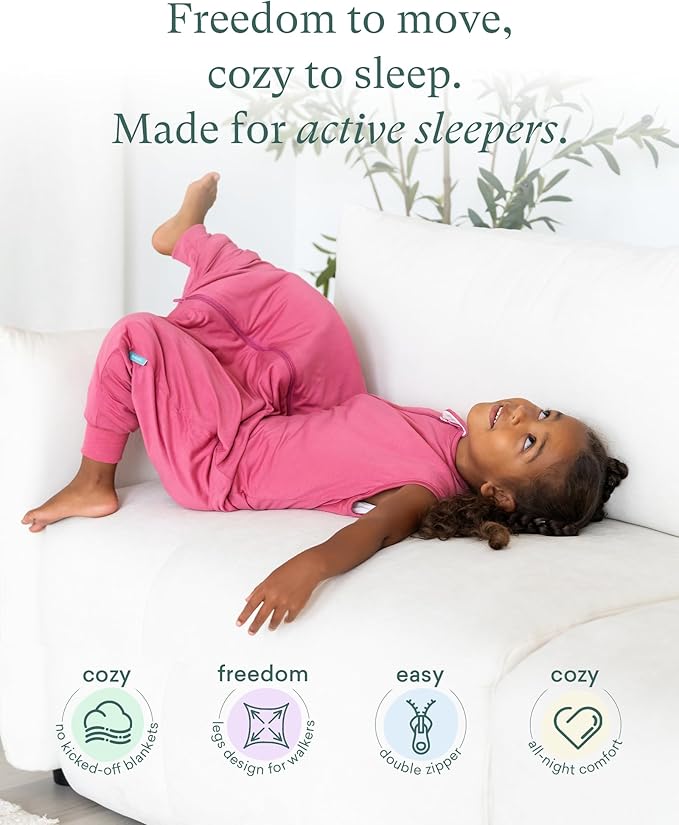 PurComfy Supersoft Toddler Sleep Sack with Feet 1.0 TOG Premium Bamboo Viscose Sleep Bag Walker with Legs 12-18-24-2t-4t-5t