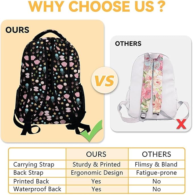Mercuryelf Axolotl Backpack for Girls, 16 Inch Black Backpacks for School Travel, Cute Lightweight Bookbag for Kids