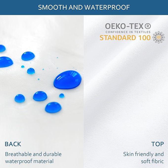 Split Head King Size Mattress Protector Waterproof,for Adjustable Bed, 34" Top Split from Head,Smooth Top,Breathable Skin Friendly and Noiseless Fitted Sheet,Viscose Terry Mattress Cover