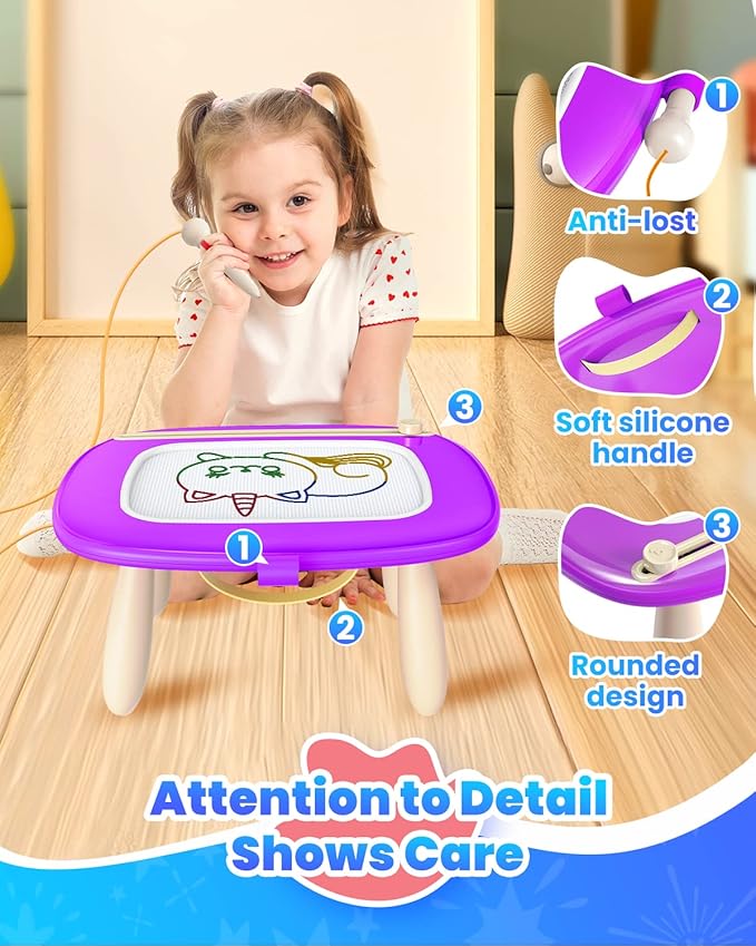 Seimome Doodle Board for Toddler Toys Age 1-3, Magnetic Writing Board, Preschool Learning and Educational Toys for 1 2 3 Years Old Girl Boy Gift for Birthday -Purple
