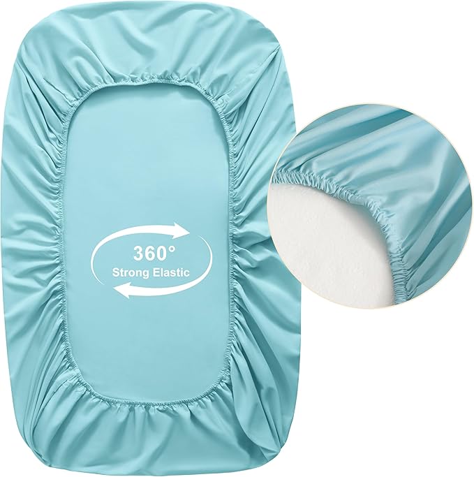 FLXXIE 2 Pack Microfiber Fitted Crib Sheets, Super Soft and Cozy Toddler Fitted Sheets for Standard Crib and Toddler Mattresses, 28x52, Aqua