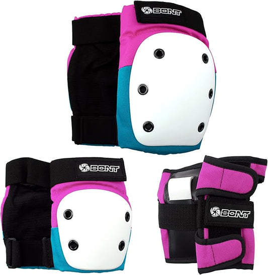 Bont Skates– Junior/Kids Triple Pad Protection Set with Knee Pads, Elbow Pads and Wrist Guards
