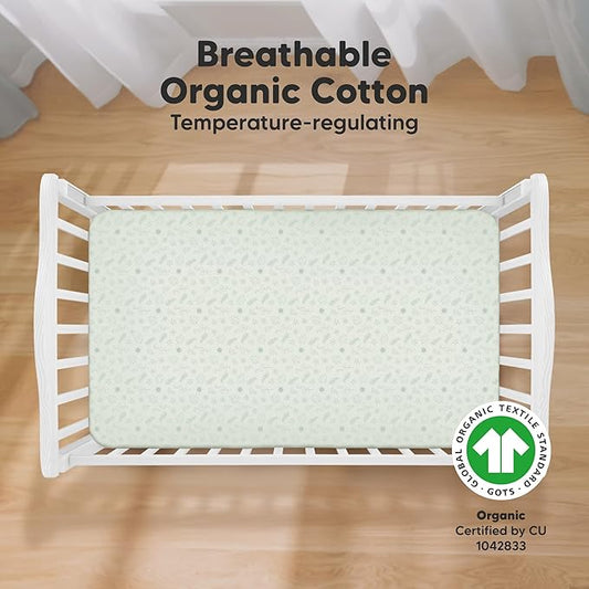 KeaBabies 2-Pack Organic Crib Sheets for Boys, Girls - 52x28 Fitted Crib Mattress Sheet Neutral, Breathable Jersey Cotton Cover for Baby Bed, Toddler Mattress, Soft & Cute Prints (Tropic Oasis)