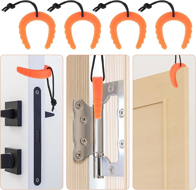 HJZHII 4 PCS First Responder Door Stop, Door Jam for Law Enforcement Door Pinch Guard from Closing Edge Door Finger Guards Security Emergency Police Door Stoppers Emergency Medical Services(Orange)