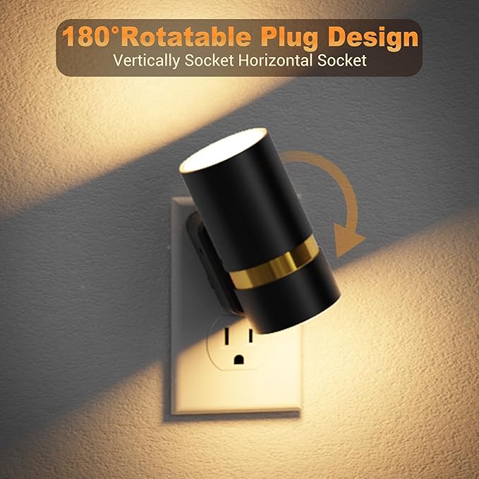 JandCase Night Lights Plug into Wall,2 Pack 10-Color Change RGB Night Light with Dusk to Dawn, 10/25/50/75/100LM Dimmable Plug in LED Nightlight for Bedroom, Hallway, Stairs