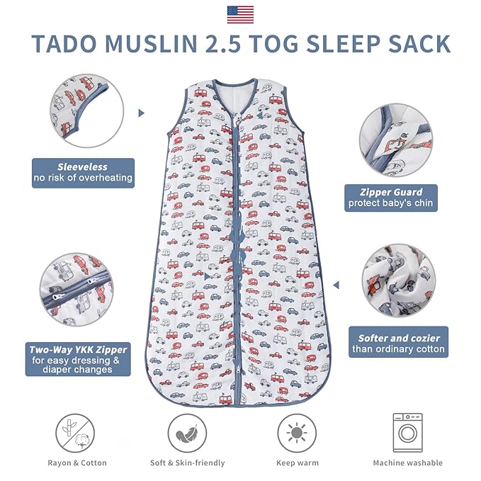Toddler Sleep Sack, 70% Rayon from Bamboo and 30% Cotton Baby Wearable Blanket Winter 2.5 TOG Sleeping Sacks Warm Soft Car (2-4T)