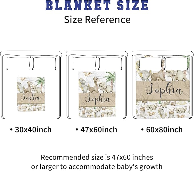 Personalized Crib Bedding Set with Name - 2 Piece Dinosaur Theme Baby Crib Set for Boys, Double Layer Blanket and Crib Sheet for Newborns, Toddlers Gifts