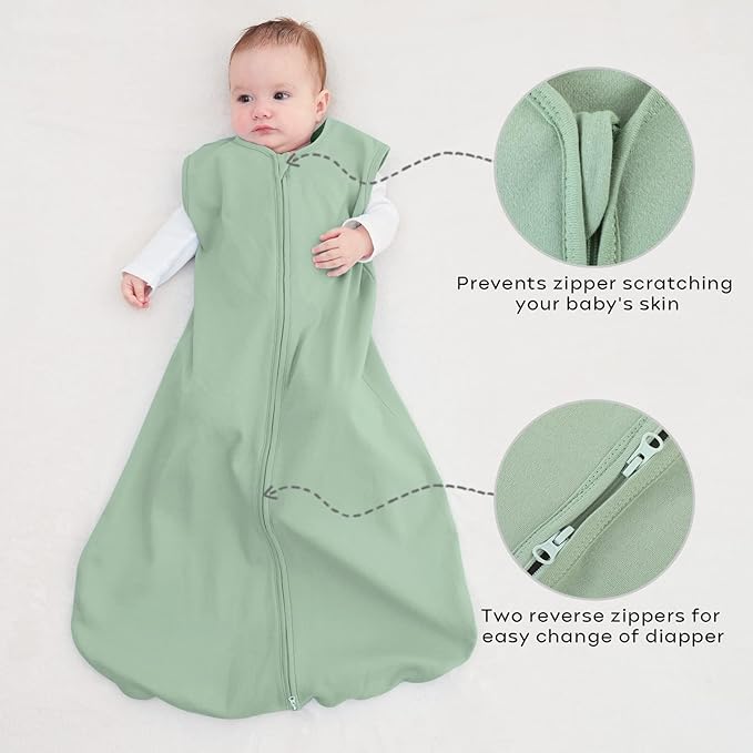 Yoofoss Baby Sleep Sack 6-12 Months 0.5 Tog Wearable Blanket for Baby, 3 Pack 100% Organic Cotton Infant Toddler Sleeping Sack 2-Way Zipper Lightweight Sleep Sack
