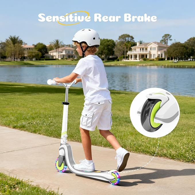 Scooter for Kids with Light-Up Wheels & Deck, Adjustable Heights 2 Wheel Kick Scooters for Kids 5-7, Toddler Scooters with 4 Lighting Mode Deck