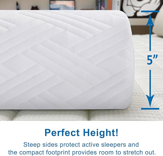2-Pack Premium Foam Bed Bumpers for Toddler, Non-Slip Bed Rails for Toddlers for Twin, Queen, King Beds, Machine Washable Bumpers Cover for Easy Care（Size：52" x 7" x 5"）