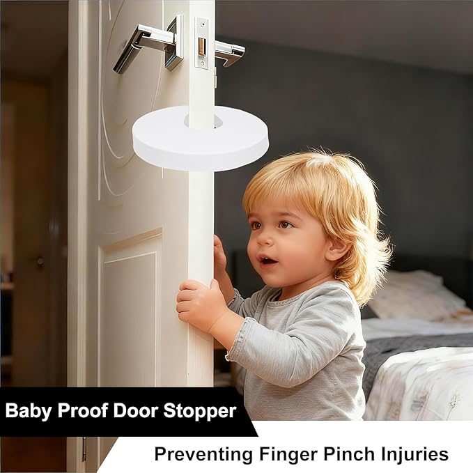 Door Pinch Guard, 4 Pack Door Slam Stopper Door Finger Pinch Guard Soft Thick Foam Door Stopper, Prevent Finger Pinch Injuries, Slamming Doors, Keep Pets from Getting Locked in (White)