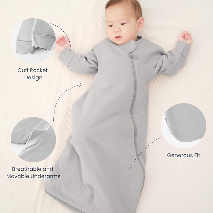 Unisex Sleeping Bag for Babies and Toddlers 1.0 Tog Sleep Sack 0-6 Months, Newborn Sleep Sack, Wearable Blanket Baby, One Piece Long Sleeves, Gifts for Baby