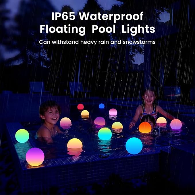 LOFTEK 3-inch Rechargeable LED Ball Lights, Sphere Night Light, 16 RGB Color Glowing Mood Lighting, IP65 Waterproof Ambient Light for Home Bedroom Patio Pool Bathtub Decorative Lighting, 1 Pack