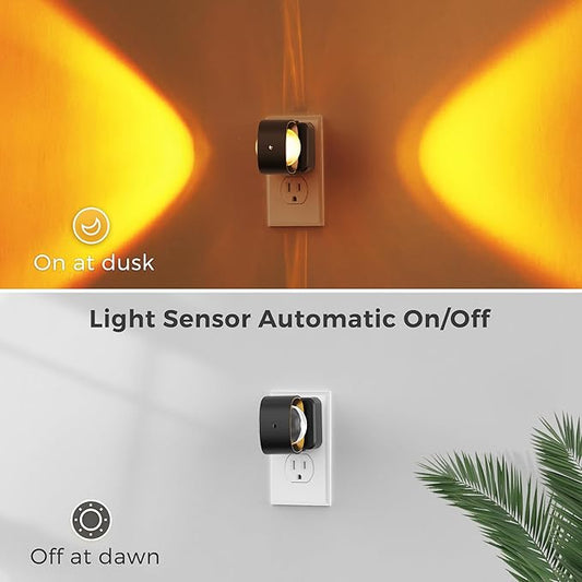 L LOHAS LED Night Light Projector, 2 Pack Color Changing Night Light Plug into Wall, Dusk to Dawn Sensor, Rotating Nightlight, RGB Ambient Lighting for Bathroom, Gaming Room, Decor, Gifts