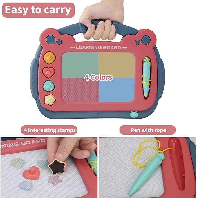 HCFJEH Magnetic Drawing Board for Toddlers 3, Color Erasable Doodle Writing Pad, Learning Painting Sketch Pad, Best Birthday Easter Christmas Halloween Kids Toy Gifts for Boys and Girls(Blue)
