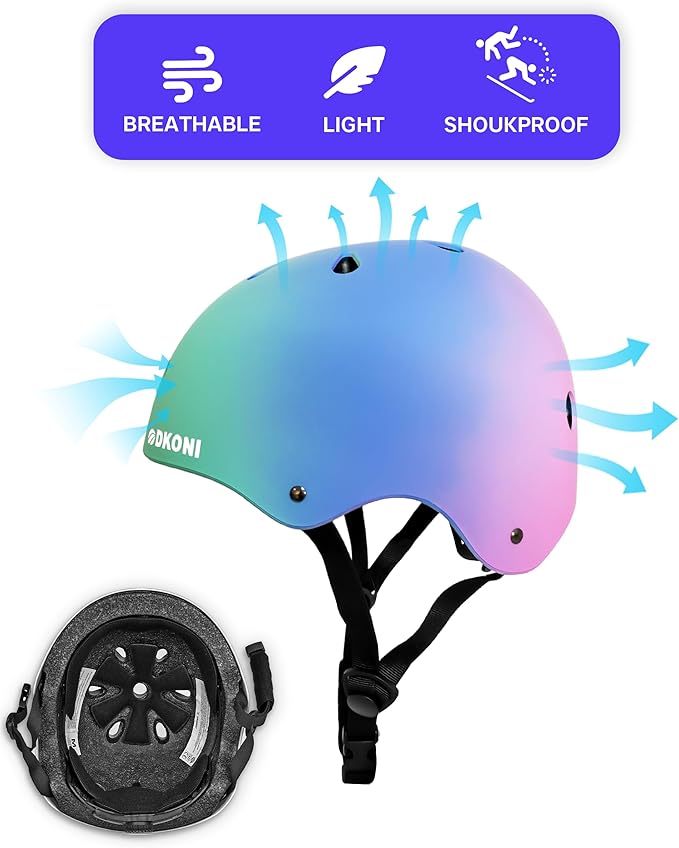 Kids Bike Helmet, Adjustable and Multi-Sport, from Toddler to Youth, 3 Sizes
