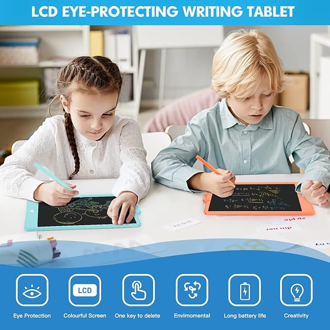 LCD Writing Tablet for Kids 10 Inch Colorful Toddler Doodle Board Drawing Tablet Reusable Electronic Drawing Pads Educational and Learning Toys for 3-8 Years Old Boy and Girls（Blue）