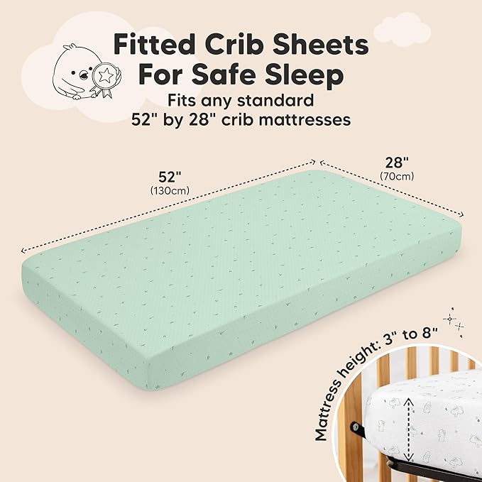 KeaBabies 2-Pack Fitted Crib Sheets for Boys, Girls, Baby - Soft Bamboo Viscose Cotton, 52x28 Standard Crib Mattress Sheets, Toddler Bed Mattress Cover, Gender Neutral, Breathable, Durable (Bunnies)
