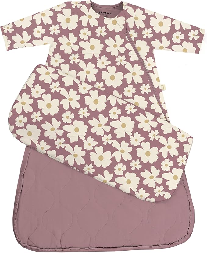 GUNAMUNA Long Sleeve Sleep Sack for Babies, Wearable Sleep Bags, Soft Rayon, 1.0 TOG, Essentials for Newborns