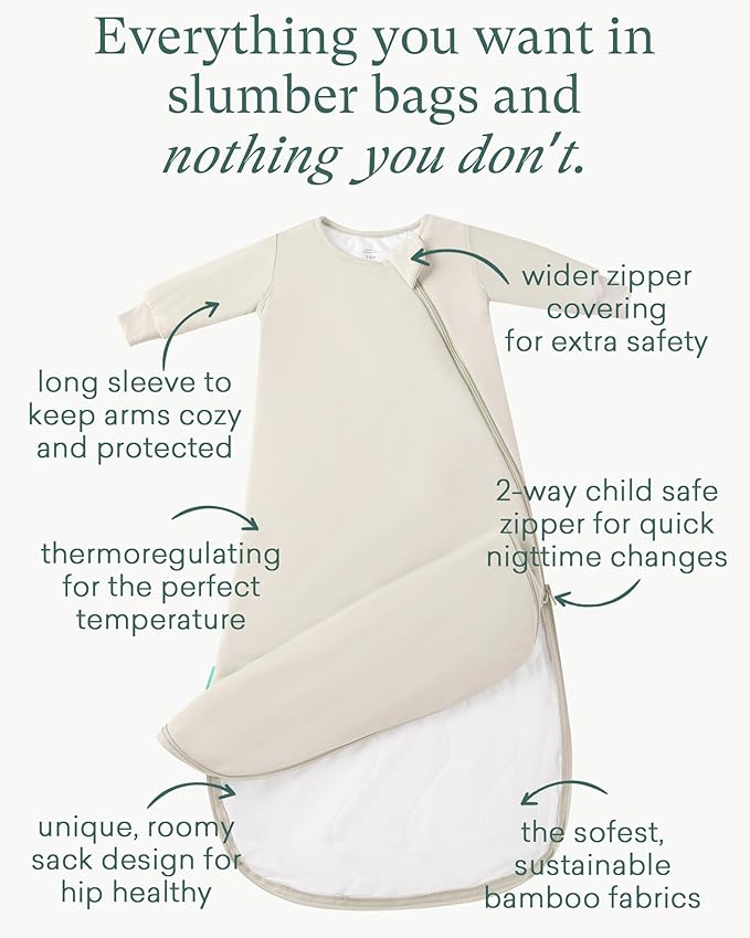 PurComfy Supersoft Baby Premium Bamboo Viscose Long-Sleeve Wearable Sleeping Bag Sack Blanket 1.0 TOG