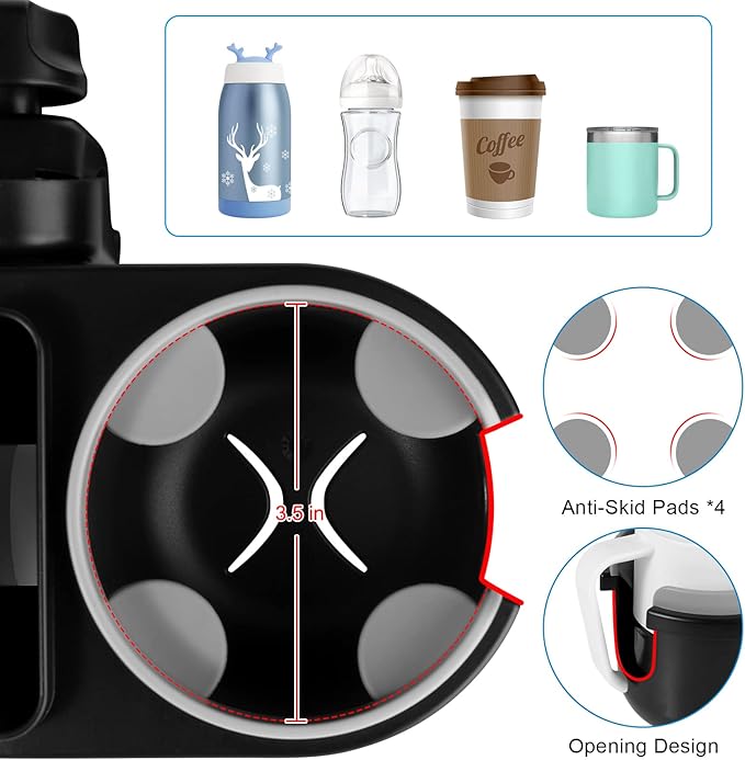 Accmor Stroller Cup Holder with Tray, Universal Cup Holder Tray for Uppababy Nuna Doona Strollers, Bottle Drinks Holder for Stroller, Wheelchair, Walker