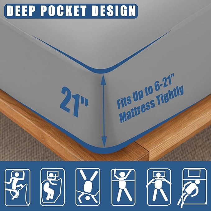 Waterproof Mattress Protector Twin Size, 2 Pack Breathable Mattress Cover, Fitted Deep Pocket Mattress Pad Cover Stretches up to 21 Inches, Soft Noiseless Bed Cover