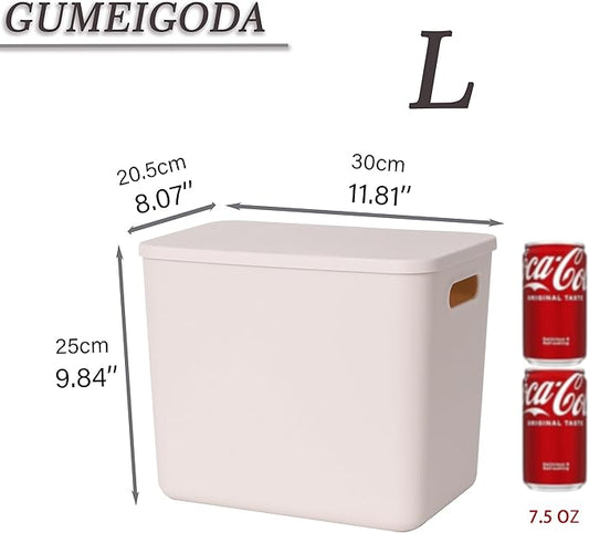GUMEIGODA Plastic Storage Bins with lids,Storage Baskets,Container with handle,Storage Organizer Bins for Shelves,Office,Bedrooms,Closets, Cabinets(Gray,3L)