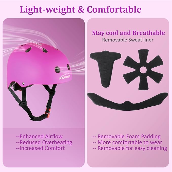 KAMUGO Kids Adjustable Helmet, Suitable for Toddler Kids Ages 2-14 Boys Girls, Multi-Sport Safety Cycling Skating Scooter Helmet