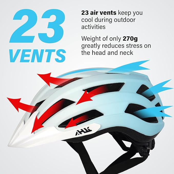 Youth Adult Road Bike Helmet, Men Women Adjustable Mountain Bicycle Helmet with Detachable Visor, 2 Sizes for Age 8-14+ Youth, Kids, Adult