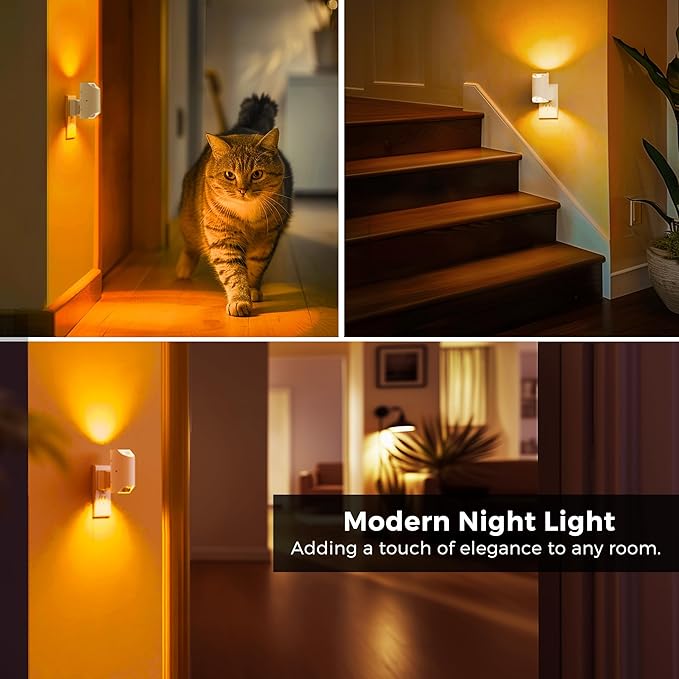 L LOHAS LED Night Lights, Amber Night Light, Dimmable, Sensor, Soft, Yellow, Sleep, Warm, 2 Pack