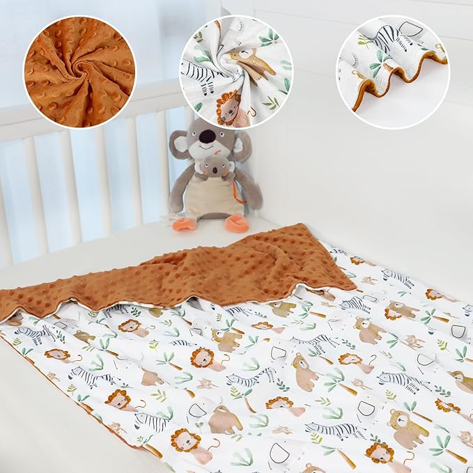 Baby Blankets for Girls, Toddler Newborn Blanket Double Layer with Dotted Backing Crib Receiving Blanket for Toddler Nursery Bed Blanket, Animal, 30x40 Inches