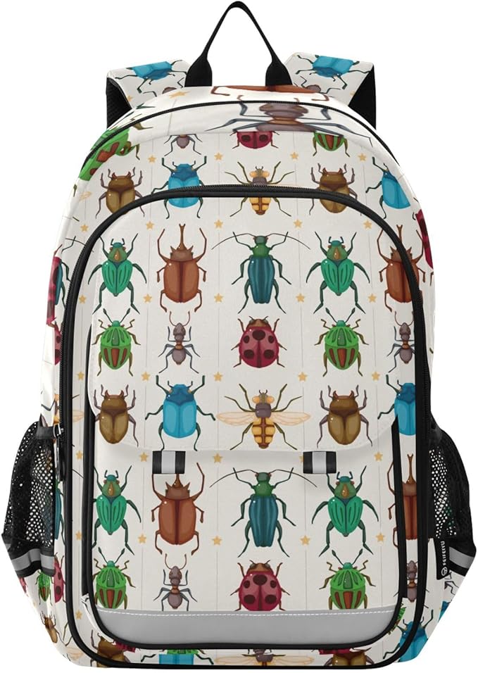 Jucciaco Cartoon Insect Bug School Backpack Laptop Travel Daypack for Kids Girls Boys, Personalized Computer Notebooks Bookbag with Adjustable Padded Straps
