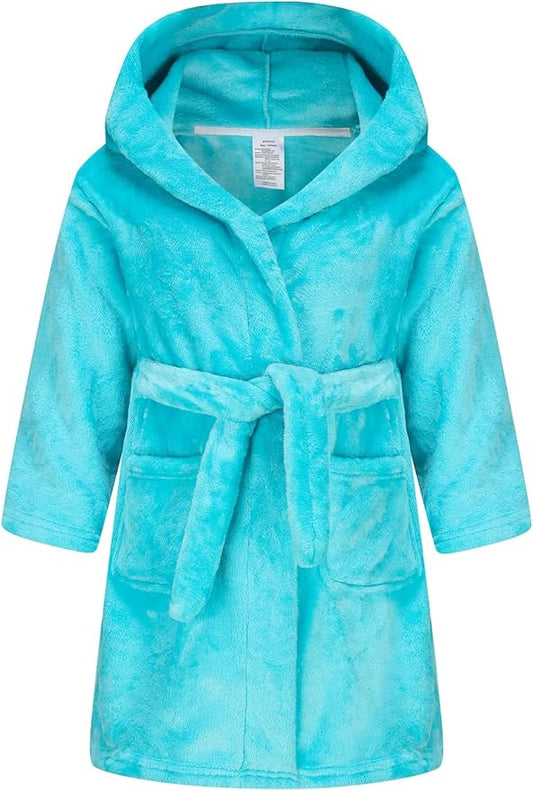 Boys Girls Robe Kids Flannel Hooded Bathrobe Sleepwear Pajamas Toddler Soft Plush Robes for Girls 2-16 Years