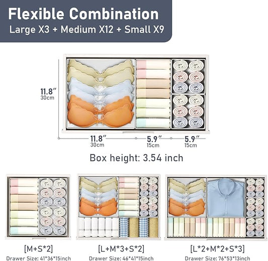 DIMJ Drawer Organizer Clothes Storage - 24 Pack Baby Dresser Organizer for Nursery, Small Fabric Closet Drawer Organizer Bins for Underwears Socks, Foldable Storage Dividers Organization for Bedroom