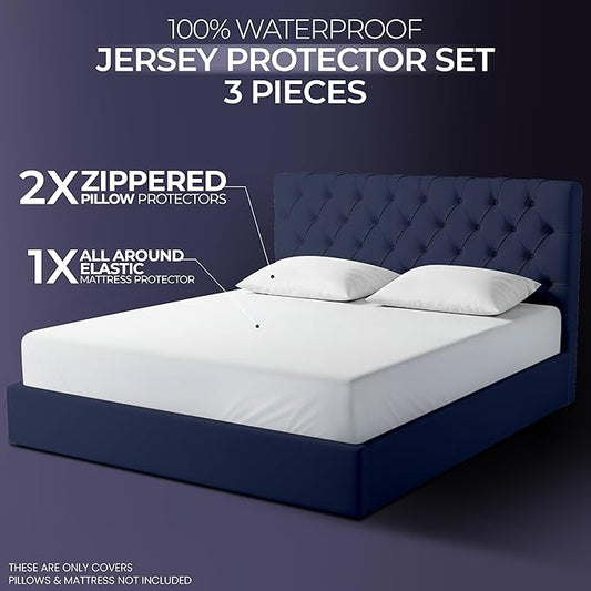 Utopia Bedding Waterproof Mattress Protector Set, California King Sheet Set Deep Pocket Soft and Breathable, Includes 1 Fitted Style Mattress Cover and 2 Zippered Pillow Protectors