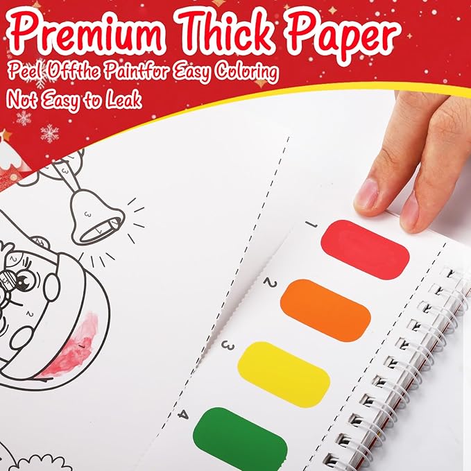 Paint with Water Coloring Books for Toddlers, Watercolor Painting Book and Drawing Art Paper for Kids Ages 3 4 5 6 7 8 Years Old, Christmas Art Craft for Drawing with Brush